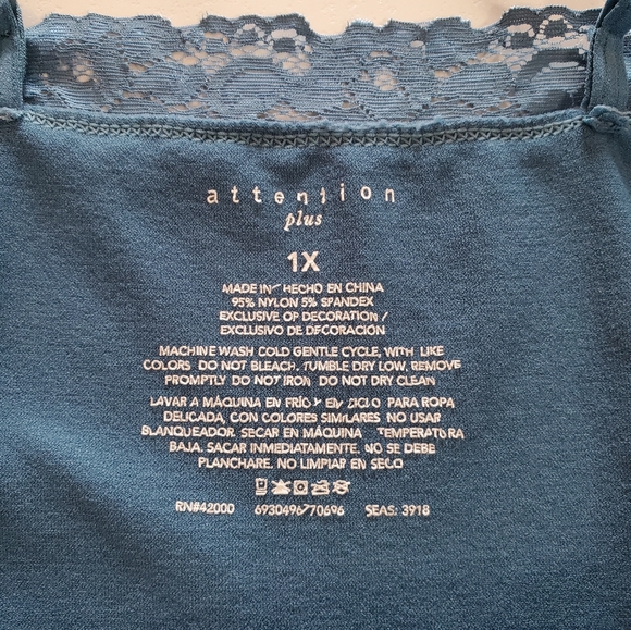 Attention Plus Lace Trim Cami Tank Top size 1X - Picture 5 of 12